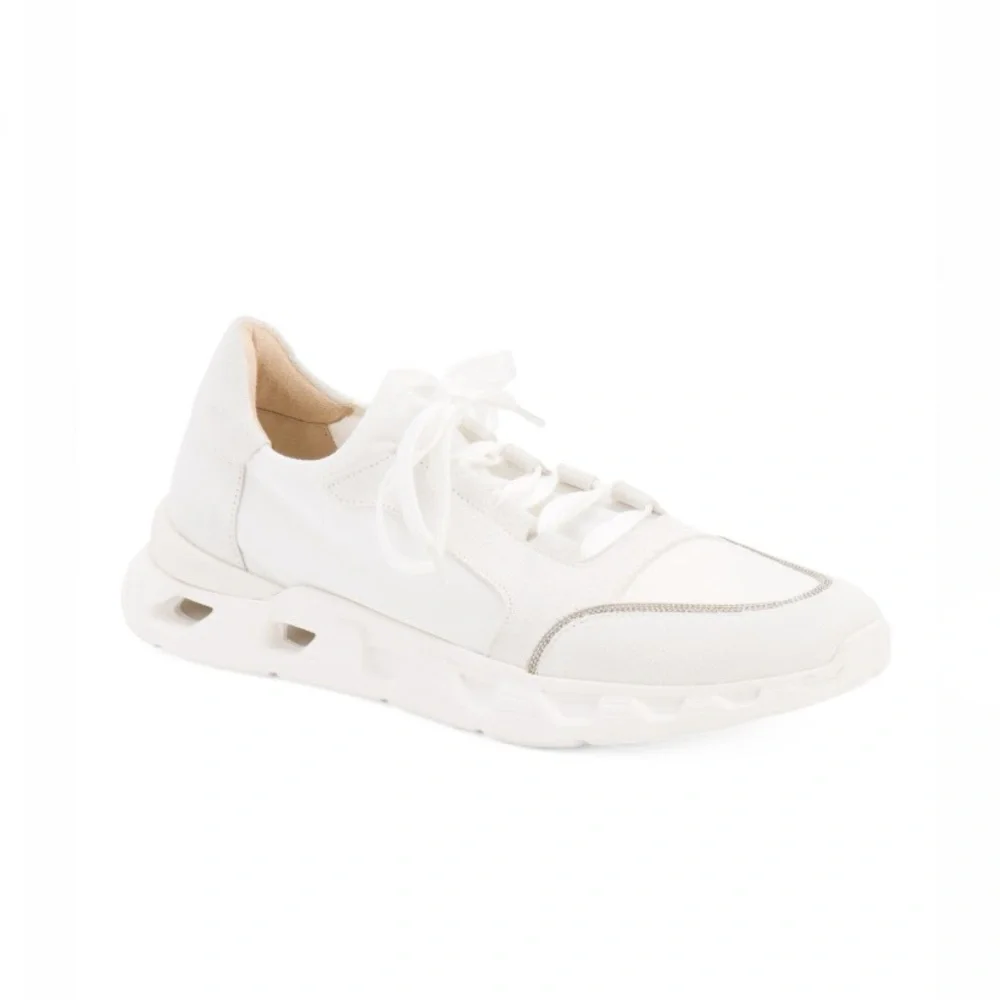 Vaneli Alyce Lace Up Athleisure Sneaker Ice White Suede & Mesh Women’s Size 8 - Picture 2 of 10